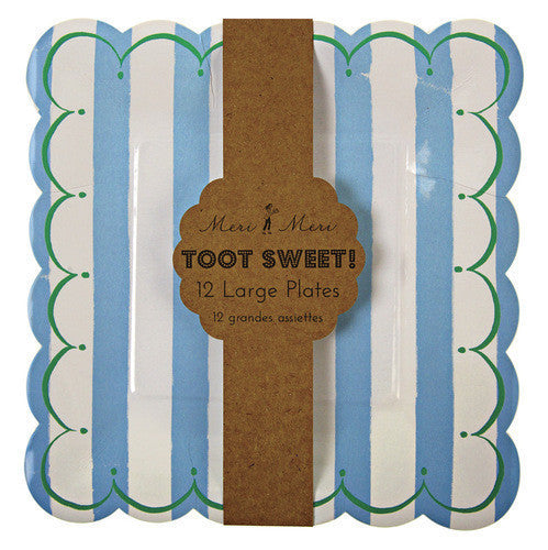 Meri Meri toot sweet blue stripe large plates