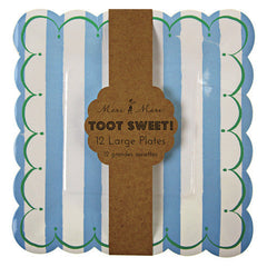 Meri Meri toot sweet blue stripe large plates