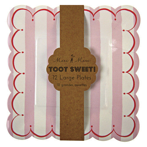Meri Meri toot sweet pink stripe large plates