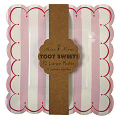Meri Meri toot sweet pink stripe large plates