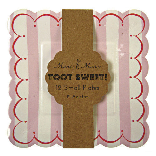 Meri Meri toot sweet pink stripe small plates