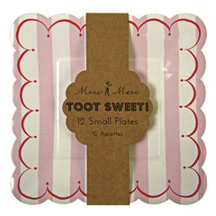 Meri Meri toot sweet pink stripe small plates